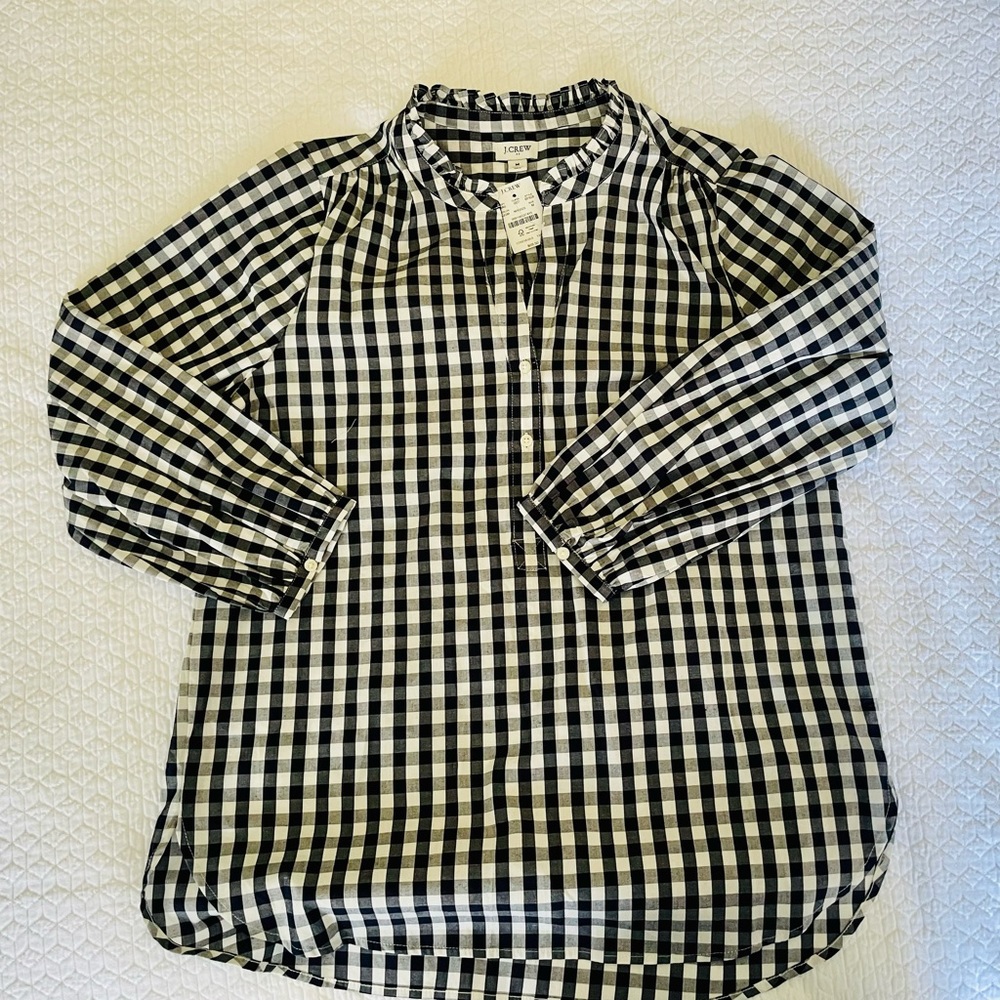 J Crew NWOT Gingham popover tunic